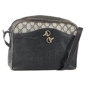 Authentic GUCCI GG Supreme Shoulder Bag PVC Navy